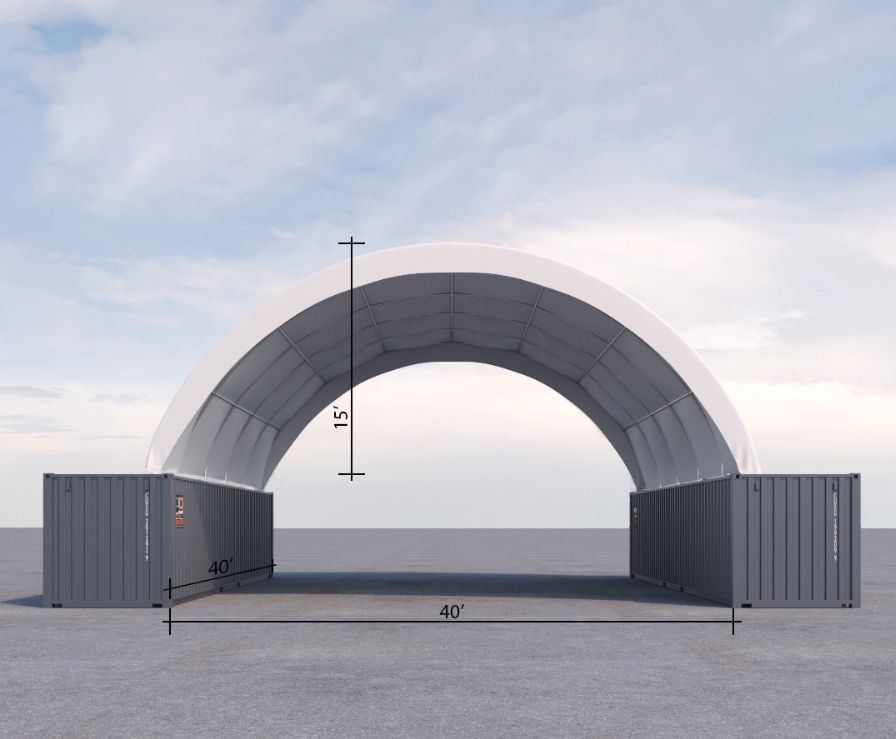 40&rsquo; x 40&rsquo; Fabric Container Shelter - Port Shipping Containers