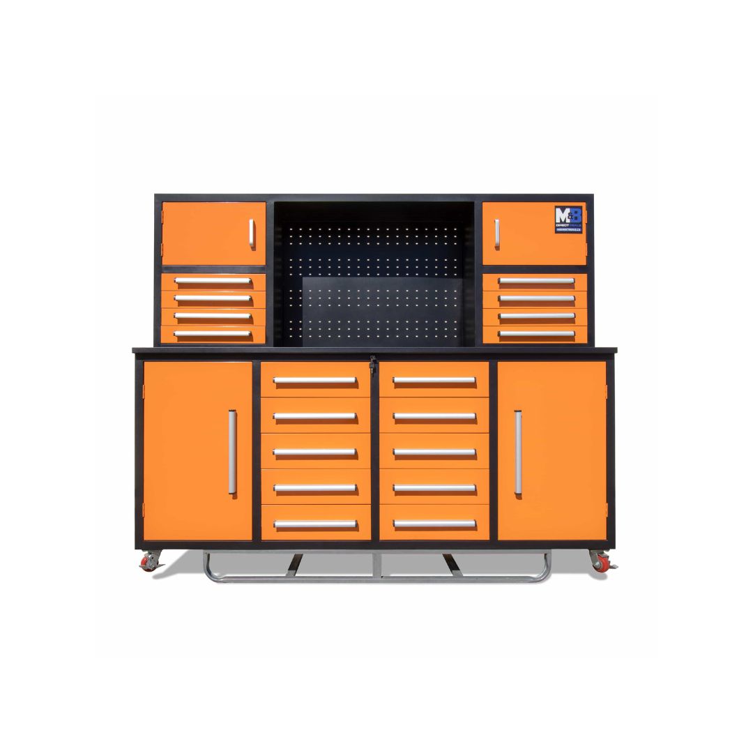 M&B | 7&rsquo; Workbench Cabinet with 18 Drawers - Port Shipping Containers