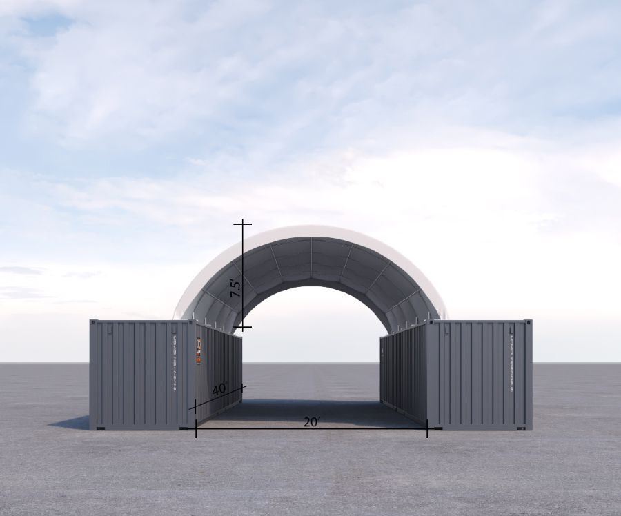 20&prime; x 40&prime; Fabric Container Shelter - Port Shipping Containers